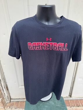 Under Armour, Men's Black Basketball, Short Sleeve Shirt, Size Medium